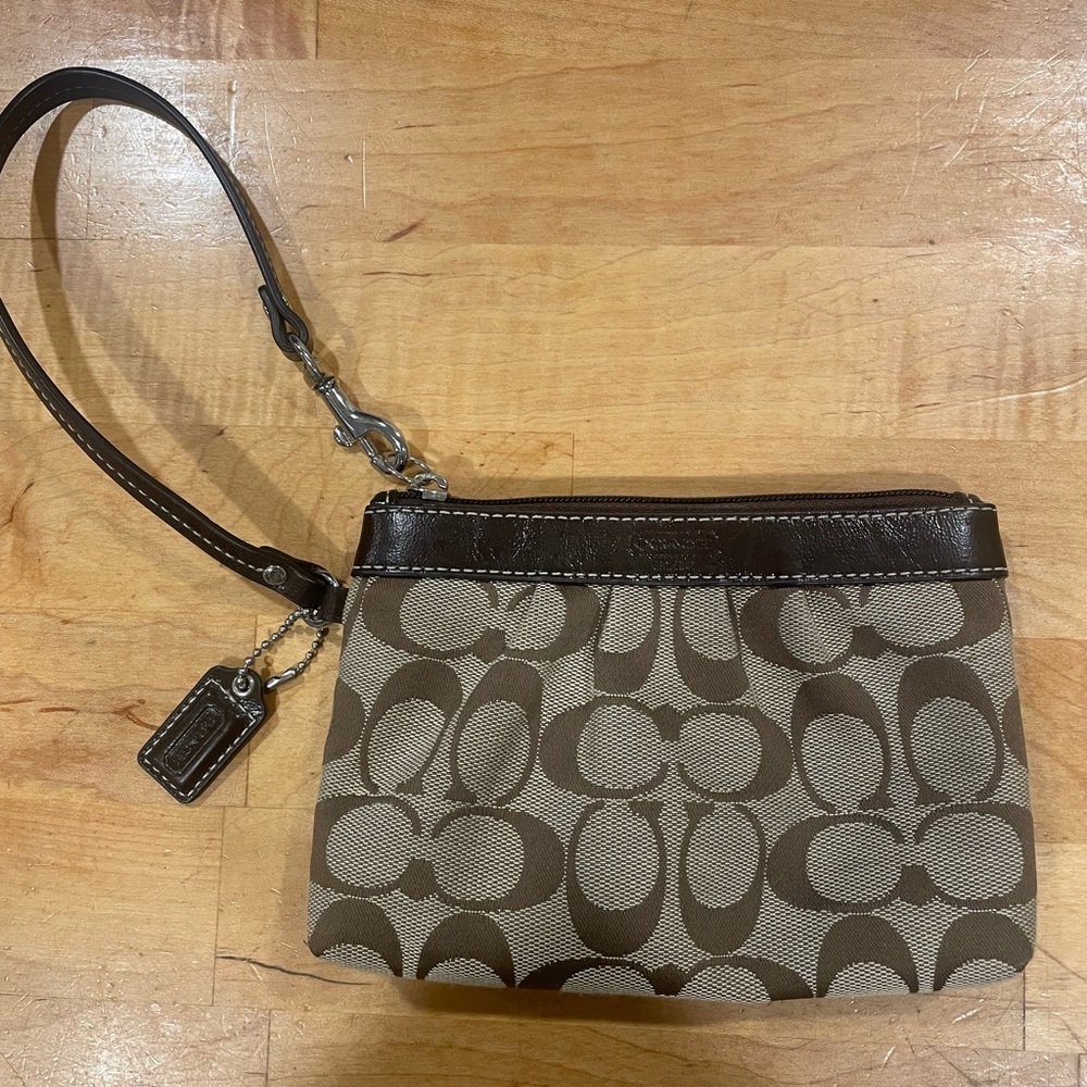 Coach Brown Clutch with Signature Monogram